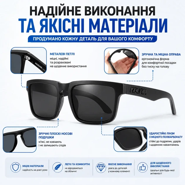 Солнцезащитные очки KDEAM KD332 очки поляризованные черные очки мужские от блесков очки для вождения - изображение 5