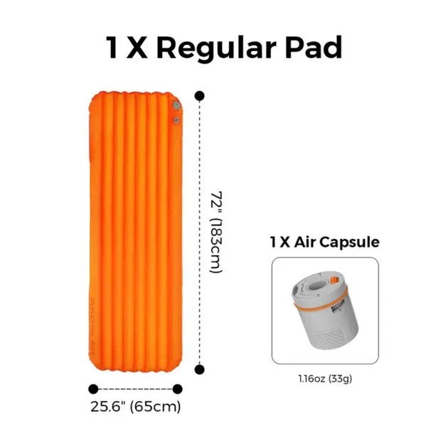 Килимок самонадувний Flextail Tiny Slleeping Pad R05 AVS, розмір L (196 х 55 х 7 см), помаранчевий - зображення 8