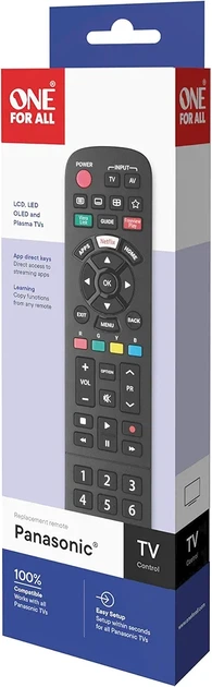 Пульт ДК One For All URC4914 для Panasonic, універсальний пульт для телевізора, заміна оригінального, Smart TV, навчання - зображення 4