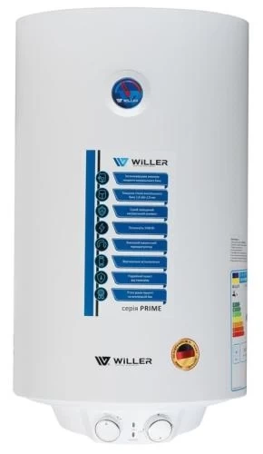 Водонагрівач Willer EV100DR Prime, White, 1500W, 100л, сухий ТЕН, 1 ТЕН, механічне керування, зовнішній терморегулятор, бак титанокварцова емаль, C, 89.5х45х46.5см - Фото 1 Водонагрівач Willer EV100DR Prime, White, 1500W, 100л, сухий ТЕН, 1 ТЕН, механічне керування, зовнішній терморегулятор, бак титанокварцова емаль, C, 89.5х45х46.5см - изображение 1