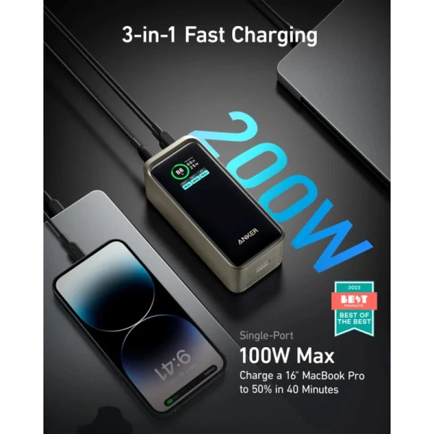 УМБ Anker Prime 20000 mAh 200W PD Black (A1336011) - Фото 2 УМБ Anker Prime 20000 mAh 200W PD Black (A1336011) - зображення 2