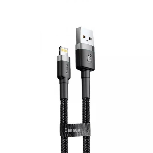 Кабель Baseus Cafule Lightning 2.4A (1m) gray/black - Фото 1 Кабель Baseus Cafule Lightning 2.4A (1m) gray/black - изображение 1