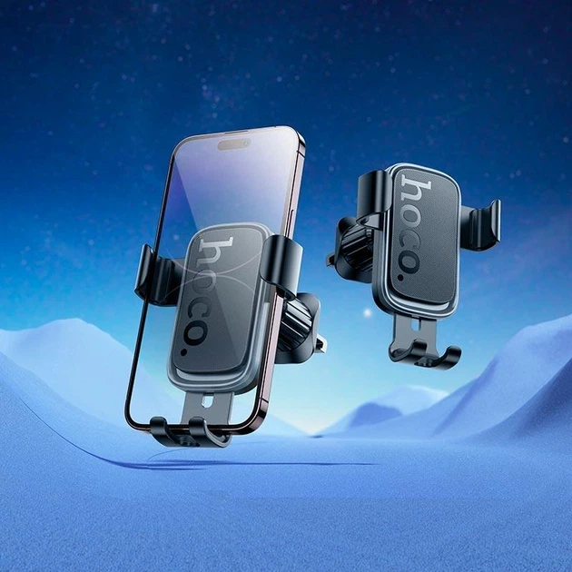 Тримач для телефону Hoco H80 Vista gravity на повітровід 6.1-7" Чорний (H80) - зображення 5