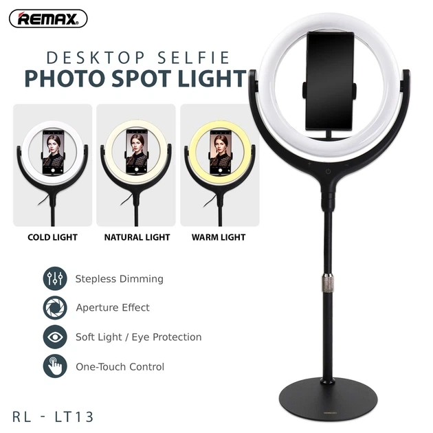 Студійне світло Remax Desktop Selfie Spot 360° Регульована довжина 50-80 см Чорний (RL-LT13) - Фото 2 Студійне світло Remax Desktop Selfie Spot 360° Регульована довжина 50-80 см Чорний (RL-LT13) - зображення 2