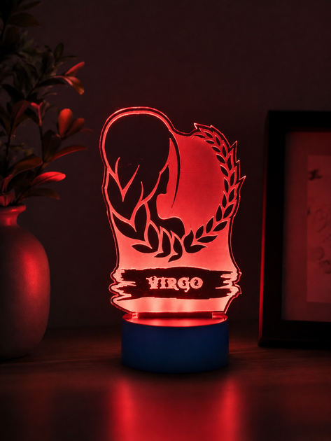 3D ночник LED Virgo Дева/батарейка+220/ Знак зодиака, с акриловой панелью и синей подставкой - изображение 7