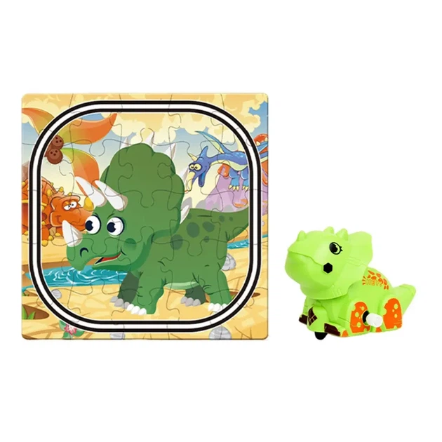 Ігровий набір з динозавром Dino Puzzle Tracks Трицератопс - Фото 1 Ігровий набір з динозавром Dino Puzzle Tracks Трицератопс - зображення 1