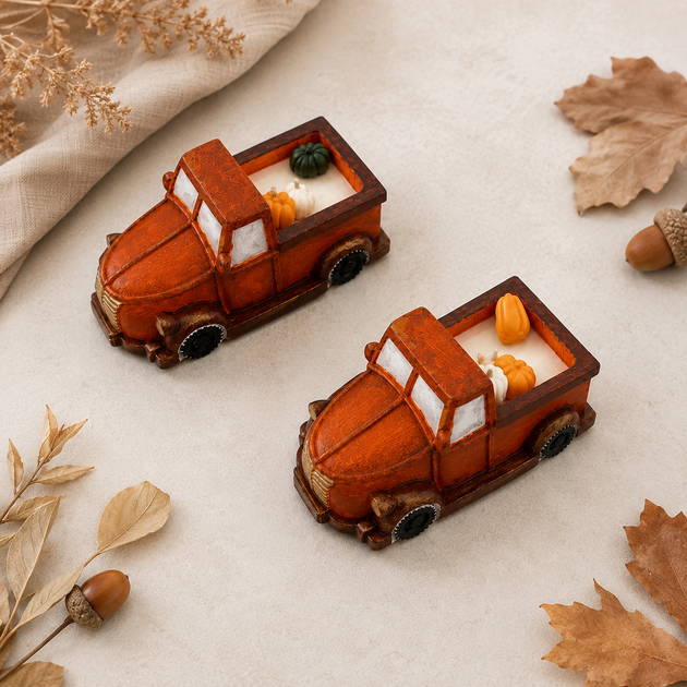 Декоративна ароматична свічка Pumpkin Truck «Гарбузові хмаринки», 45 мл, осінній декор - изображение 3