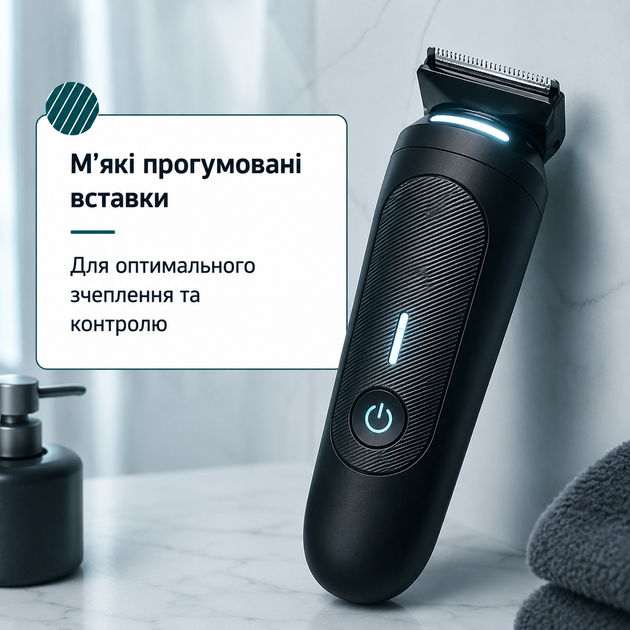 Триммер для мужчин Gillette i7 Intimate для тела и интимных зон с подсветкой Halo LED, 2 насадками и зарядной подставкой - изображение 3