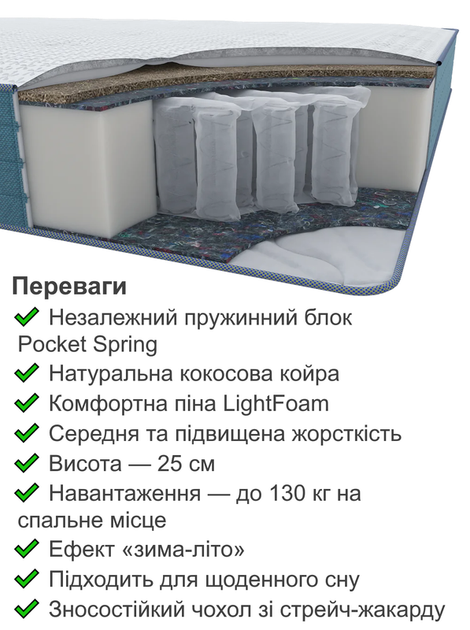Ортопедический матрас Dream Cocos 140х190 см - изображение 3