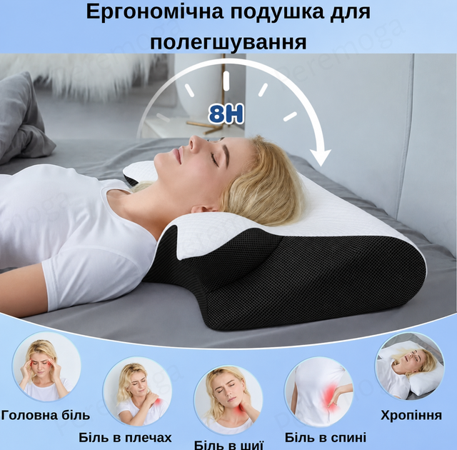 Ортопедическая подушка с эффектом памяти для шеи и плеч 62×37-8-12 см,бабочка,Memory Foam 1300 гр KT7006278 - Фото 3 Ортопедическая подушка с эффектом памяти для шеи и плеч 62×37-8-12 см,бабочка,Memory Foam 1300 гр KT7006278 - изображение 3