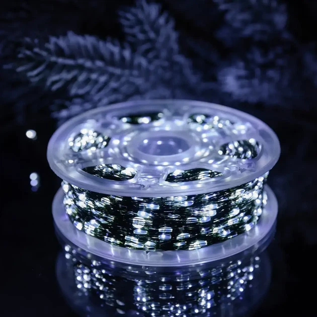 Гирлянда роса на пульте 100 метров 1000 led Белая зеленый провод капли росы гирлянда 8 режимов роса на елку - Фото 3 Гирлянда роса на пульте 100 метров 1000 led Белая зеленый провод капли росы гирлянда 8 режимов роса на елку - изображение 3