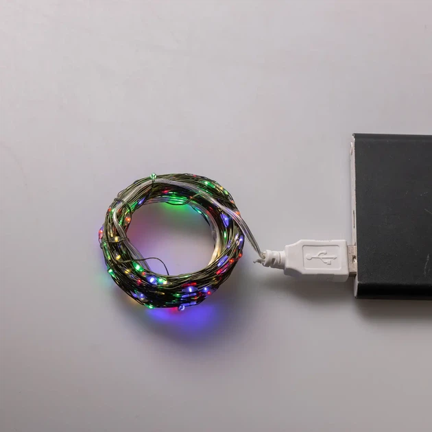 Гирлянда роса USB 20 метров 200 led мультиколор гирлянда капля росы на зеленой проволке - изображение 8
