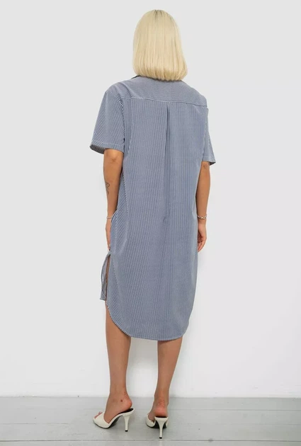 Женское летнее платье-рубашка, цвет синий с белым L-XL - изображение 3