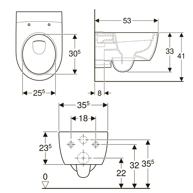 Чаша подвесного унитаза Rimfree закрытая форма GEBERIT ICON 204060000, белый - изображение 2