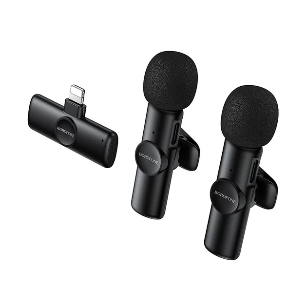 Беспроводная микрофонная система BOROFONE BFK16A dual-mic Lightning черная ABS-пластик - изображение 4