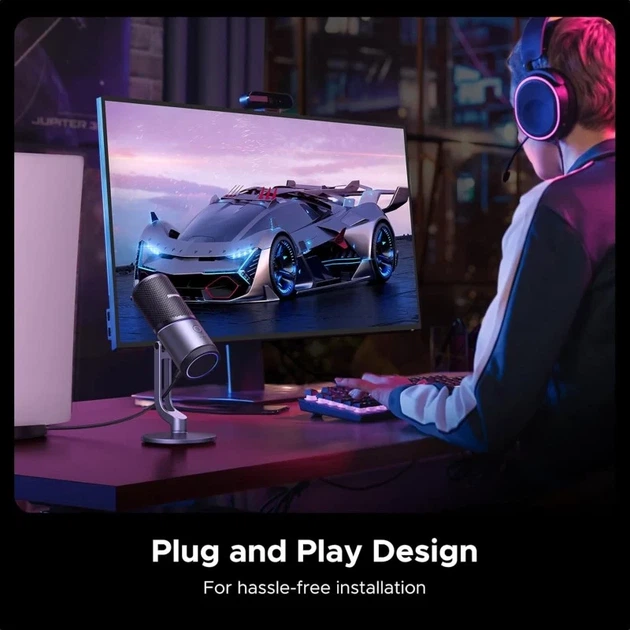 Микрофон настольный UGREEN CM769 USB-A кардиоидный с RGB подсветкой темно-серый - изображение 5
