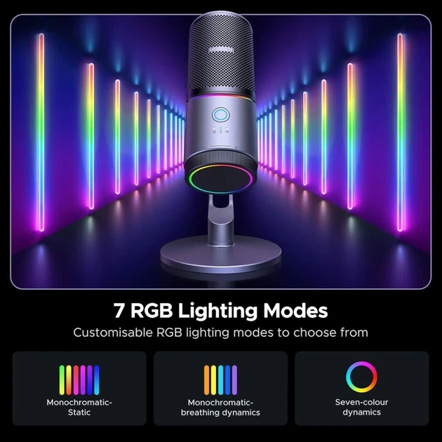 Микрофон настольный UGREEN CM769 USB-A кардиоидный с RGB подсветкой темно-серый - изображение 7