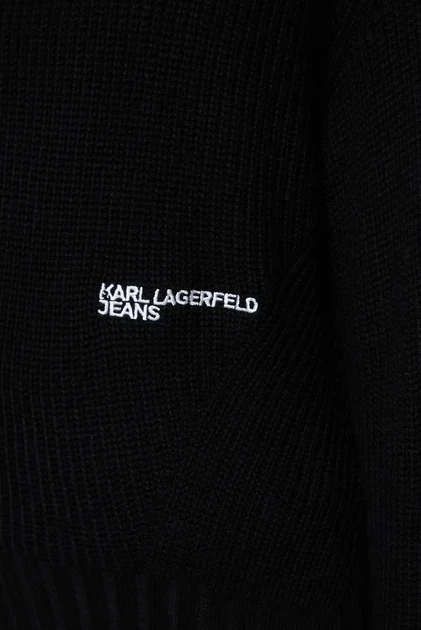 Жіночий чорний вовняний светр oversized rollneck Karl Lagerfeld Jeans M 246J2003 - Фото 3 Жіночий чорний вовняний светр oversized rollneck Karl Lagerfeld Jeans M 246J2003 - изображение 3