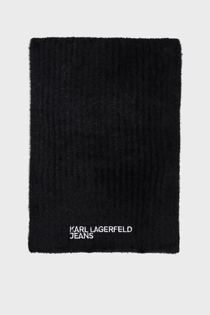 Жіночий чорний шарф furry logo Karl Lagerfeld Jeans OS 246J3302 - Фото 1 Жіночий чорний шарф furry logo Karl Lagerfeld Jeans OS 246J3302 - изображение 1