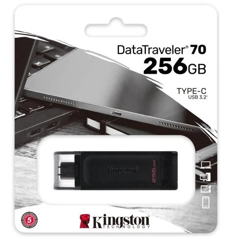 Флеш накопичувач USB 256Gb Kingston DataTraveler 70, Black, Type-C 3.2 Gen 1 (DT70/256GB) - изображение 3