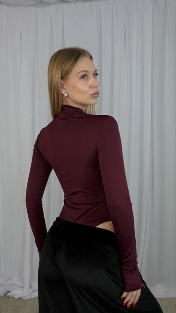 Жіночий силуетний боді на блискавці Uaclothes 42-44 Бордовий (like39160-195961349) - изображение 4