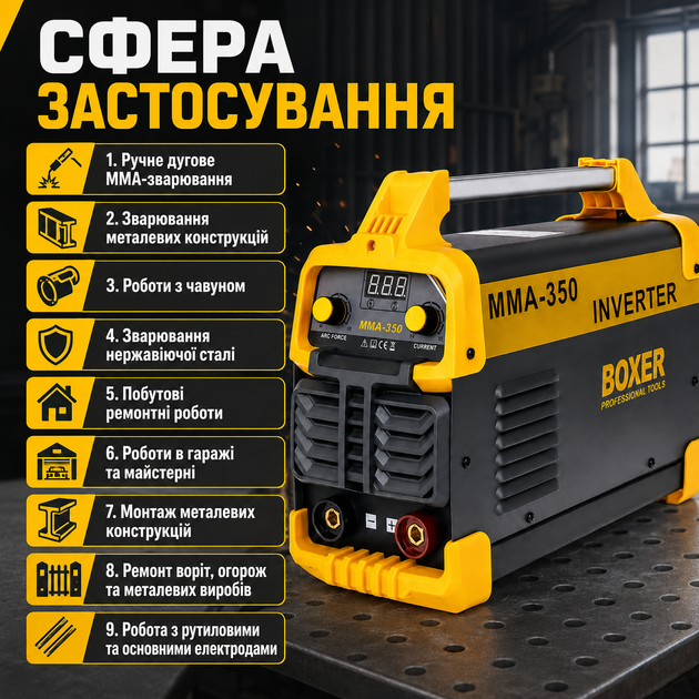 Зварювальний інвертор MMA 20–350 А з регулюванням струму та дисплеєм - зображення 3