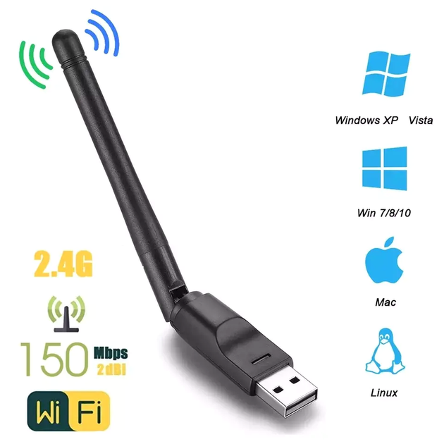 USB WiFi адаптер RT 7601 черный компактный с внешней антенной для ресивера и доступа к интернету - Фото 7 USB WiFi адаптер RT 7601 черный компактный с внешней антенной для ресивера и доступа к интернету - изображение 7