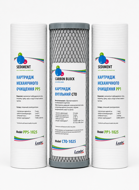 Комплект картриджей 1-2-3 к осмосу Leader Standart - изображение 2