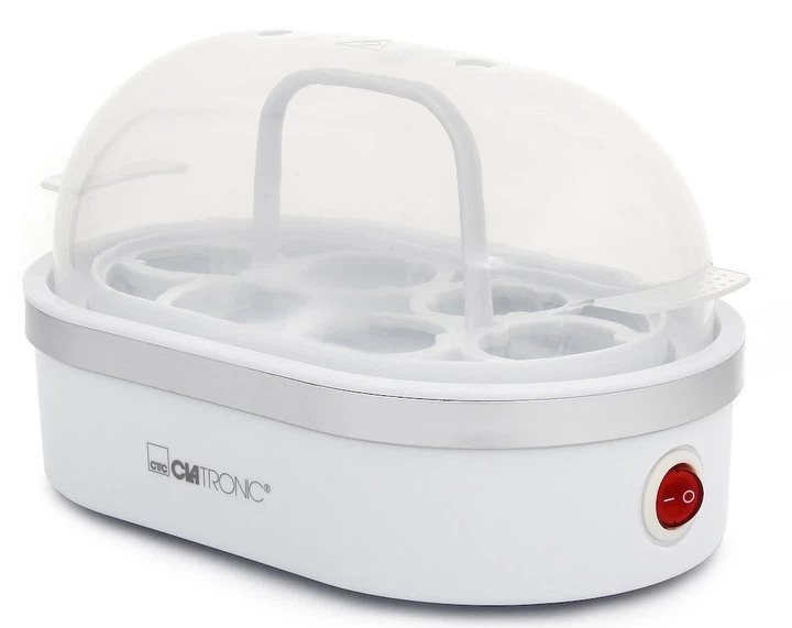 Електрична яйцеварка Clatronic EK 3497 400 Вт, до 6 яєць, мірний стакан, проколювач яєць, біло-срібляста - Фото 2 Електрична яйцеварка Clatronic EK 3497 400 Вт, до 6 яєць, мірний стакан, проколювач яєць, біло-срібляста - зображення 2
