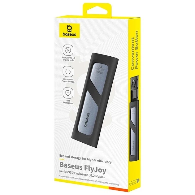 Зовнішня кишеня SSD Корпус Baseus B00760600811-01 FlyJoy Series SSD Enclosure (M.2 NVMe до 8TB) для ПК/компьютера/ноутбука Сірий - изображение 2
