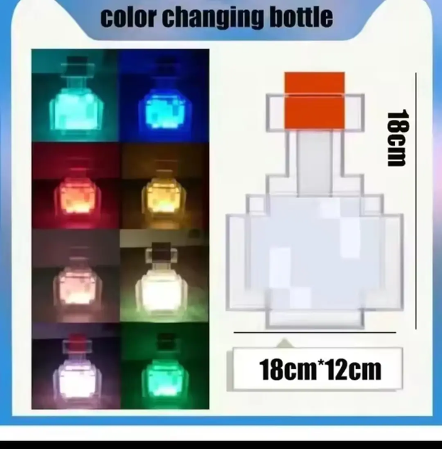 Minecraft brownstone bottle ночник зелье светодиодная USB лампа которая меняет цвет - изображение 2