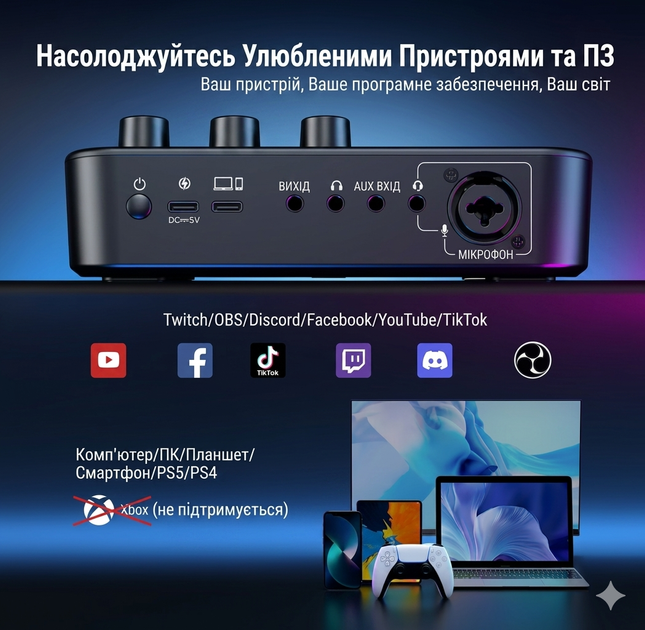 Аудиоинтерфейс Maono G1 Neo RGB звуковая карта для стримов и подкастов с фантомным питанием 48В Bluetooth изменением голоса и шумоподавлением для профессиональной записи звука дома - изображение 8