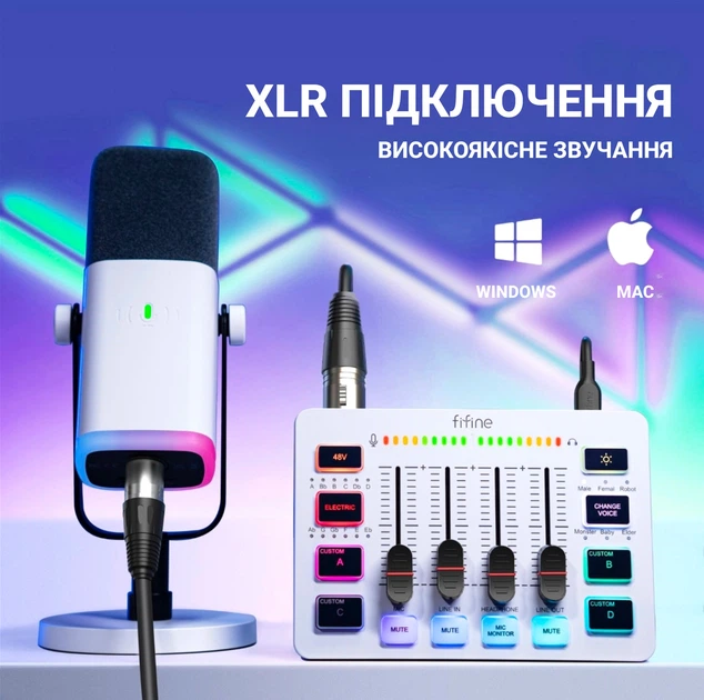 Мікшерний пульт Fifine Sound Card (SC3) White - зображення 6