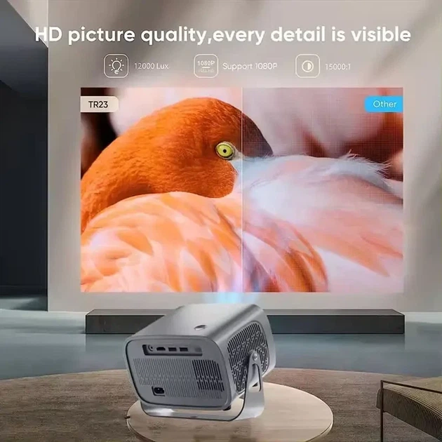 Портативний мультимедійний проєктор 4K Android A10 з Wi-Fi 2.4/5 ГГц, Bluetooth 5.2, автофокусом і автокоригцією трапеції - зображення 7