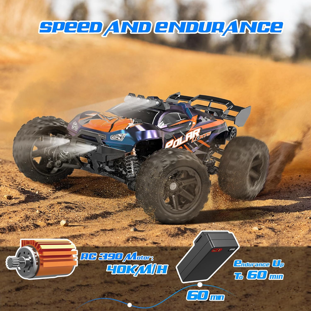 Радиоуправляемая машинка HS14321 1:14 4WD до 40 км/ч, RC монстр-трак, внедорожник на пульте управления, вездеход, аккумулятор - изображение 7