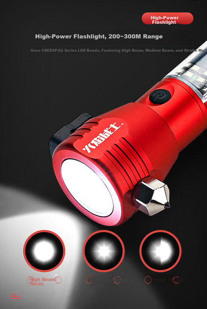 Молоток для пожарной эвакуации Flame Warrior, оконный молоток, защитный молоток красного цвета. - изображение 6