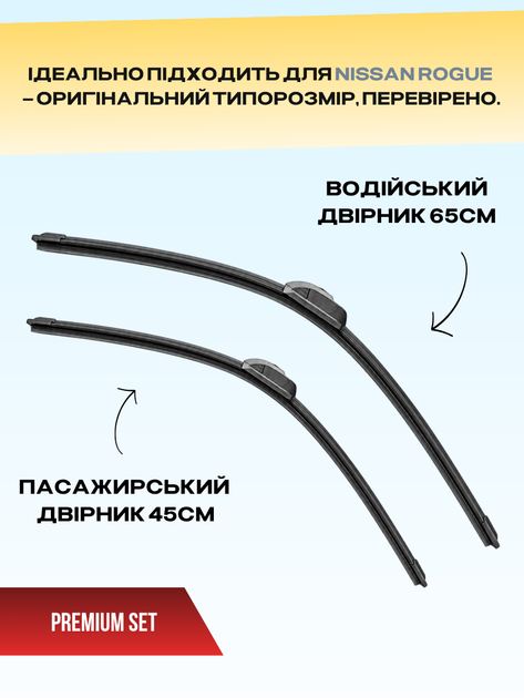 Щетки стеклоочистителя Nissan Rogue (20013-2024г) дворники пара 650/450mm - изображение 3
