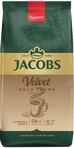 Кава зернова Jacobs Velvet Gold Crema 1000 г арабіка робуста натуральна середнього обсмажування німецька з кофеїном солодка горіхова какао злакова кремова для кавомашини кавоварки еспресо американо капучино латте - зображення 9
