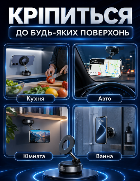 Держатель для телефона Vacuum Magnetic К-007 магнитный для android и iPhone смартфона - изображение 3