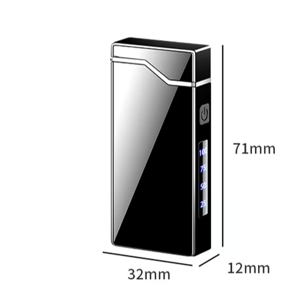 Електронна імпульсна USB-запальничка з подвійною дугою — Акумуляторна плазмова вітрозахисна запальничка з LED-індикатором заряду, металева (Рожево-жовтий градієнт) - зображення 4
