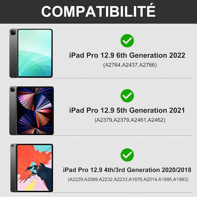 Чехол-клавиатура JADEMALL для iPad Pro 12.9" 3/4/5/6 Gen 2018–2022, Bluetooth, QWERTZ, голубой - изображение 2