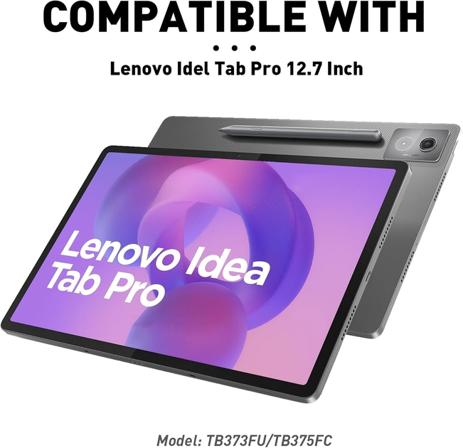 Чохол-підставка DoohowCase для Lenovo Idea Tab Pro 12.7" 2025 TB373FU/TB375FC, тримач стилуса, чорний - зображення 3