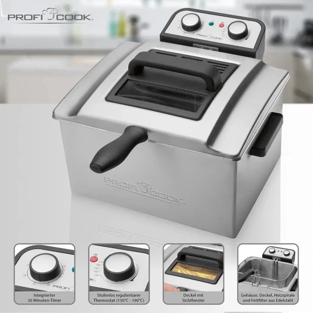 Профессиональная двойная фритюрница ProfiCook PC-FR 1038, 5 л, 3000 Вт. - изображение 6