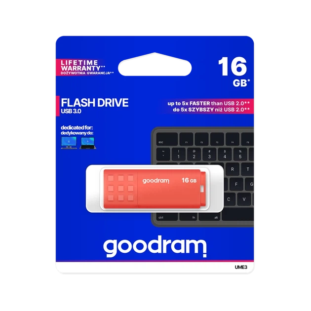 Flash Drive Goodram USB 3.2 16GB Orange (TGD-UME30160O0R11) - Фото 1 Flash Drive Goodram USB 3.2 16GB Orange (TGD-UME30160O0R11) - изображение 1