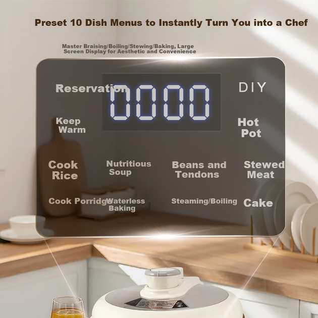 Електрична скороварка HAP 4L з трьома внутрішніми горщиками, побутова високотискна керамічна глазур, подвійна каструля з подвійною кришкою, рисоварка великої ємності, багатофункціональна розумна гаряча каструля з двома горщиками - изображение 7