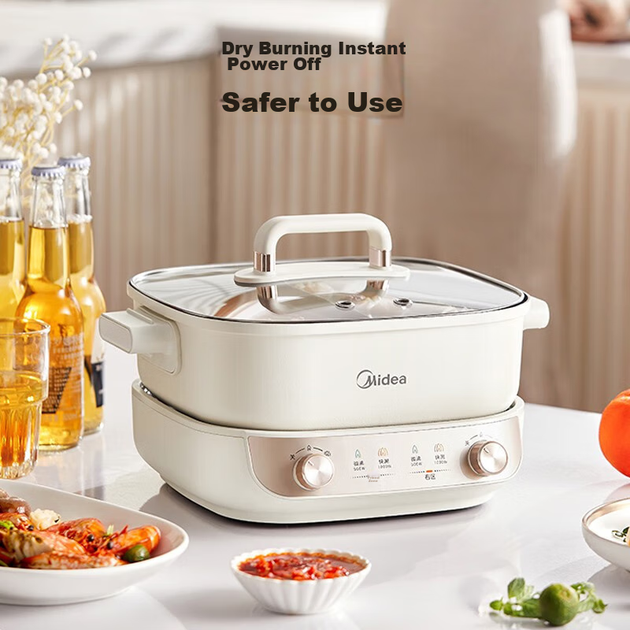 Кастрюля электрическая Midea Hot Pot двусторонняя быстрое кипение 5.5л съемная HGS282813 - изображение 5
