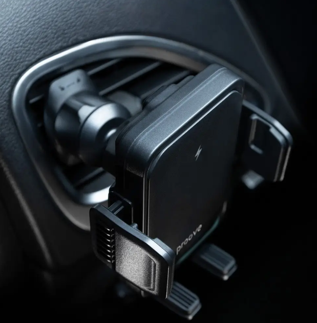 Автодержатель Proove Sonic Pro с беспроводной зарядкой 15W MagSafe на дефлектор для телефона, магнитный, черный - изображение 3