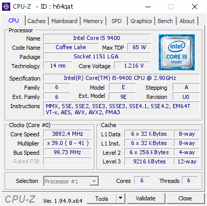 Процессор Intel Core i5-9400 6 ядер 6 потоков LGA1151 до 4.1 ГГц б/у - изображение 3