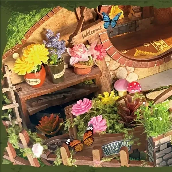 Румбокс The Magic Ring House SQ 59 конструктор миниатюрный домик в стиле Хоббита DIY набор для творчества с подсветкой 193 детали размером 246х178х133 мм деревянный интерьерный конструктор для взрослых и подростков подарок для фанатов фэнтези - изображение 6