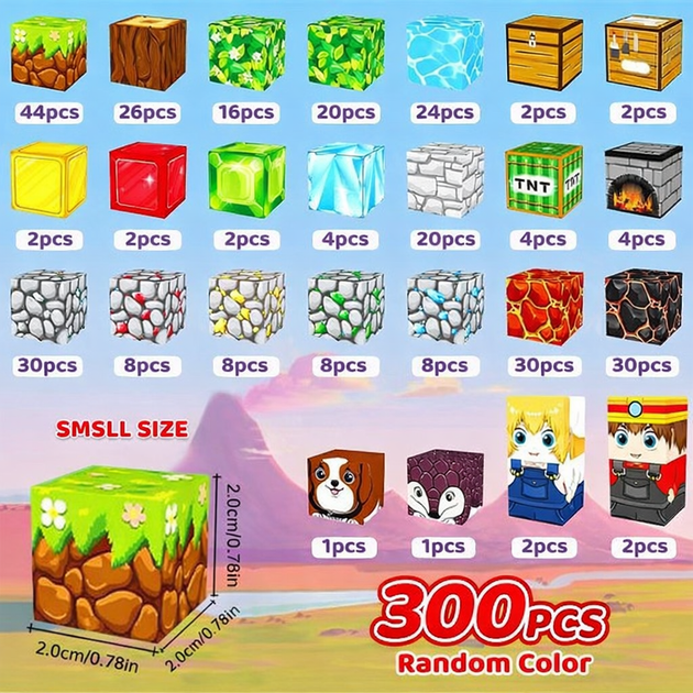 Магнитный конструктор Minecraft 300 шт по игре Майнкрафт Поиск сокровищ Mk001028.3 - Фото 6 Магнитный конструктор Minecraft 300 шт по игре Майнкрафт Поиск сокровищ Mk001028.3 - изображение 6